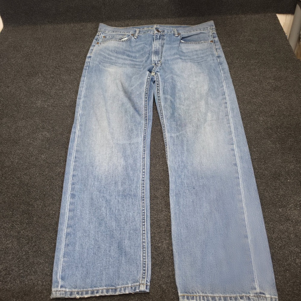 Levis 505 Regular Fit Straight Leg Jeans Blue Denim Mens 38x30 Light Wash